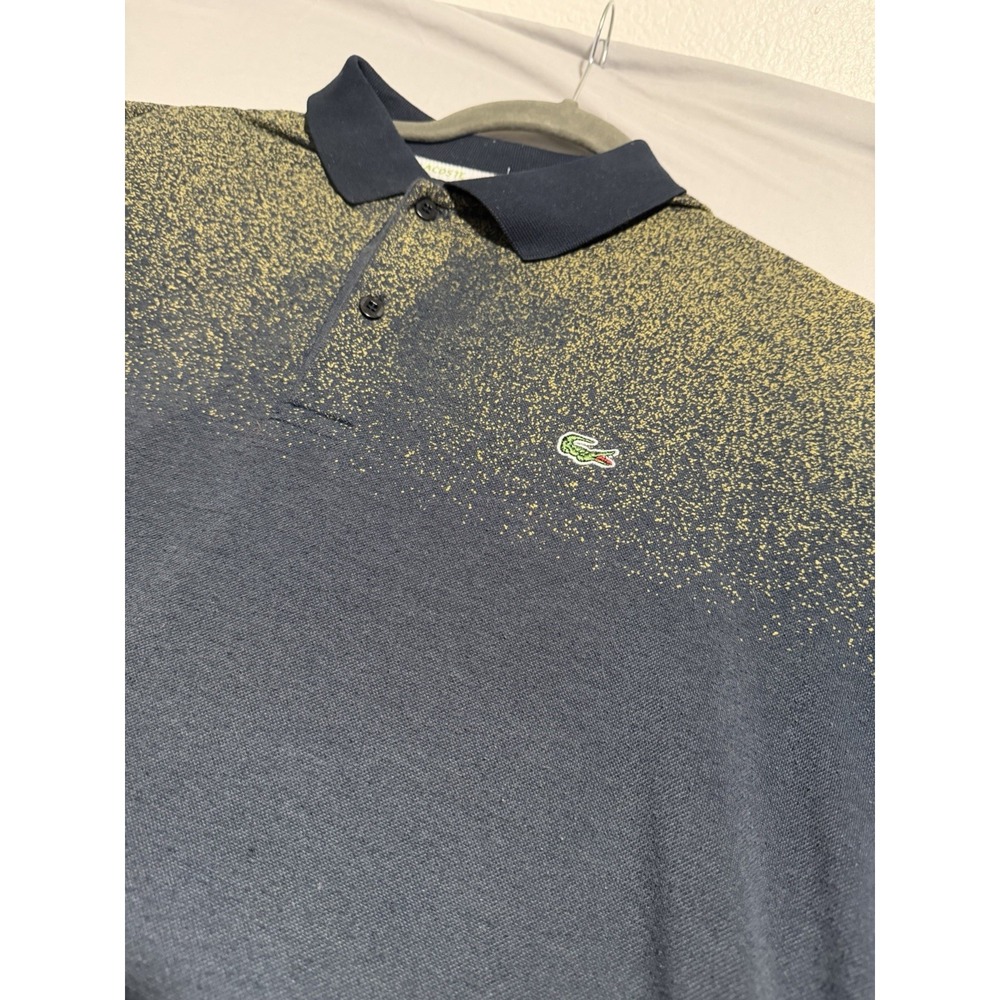 lacoste blue ombré 2 button ss polo, men's medium